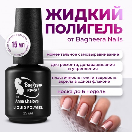 Жидкий полигель Bagheera Nails PG-04, 15 мл